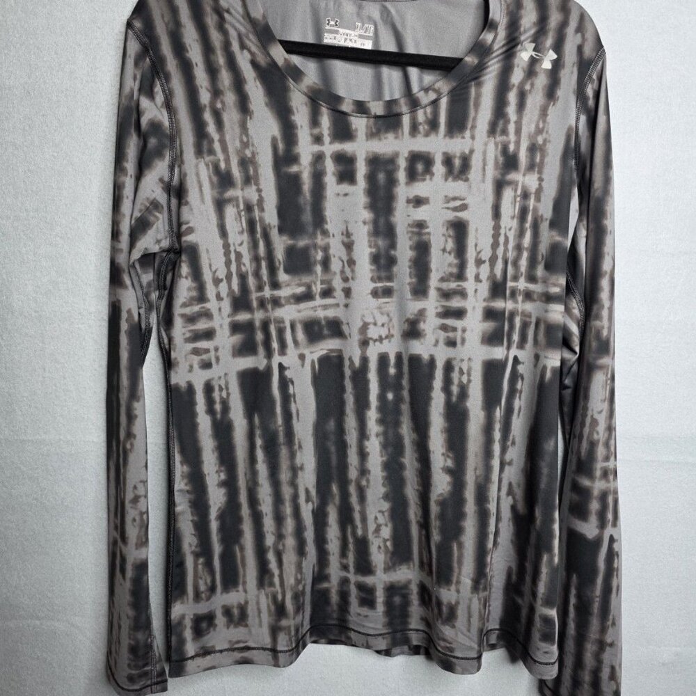 Under Armour Women's XL Fitted Gray Tie Dye Heat Gear Long Sleeve Shirt